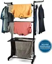 Bol.com BAYUS Droogtoren – Inklapbaar Wasrek op Wielen – 45M – 360° Draaibaar – Antislip – Zwart aanbieding