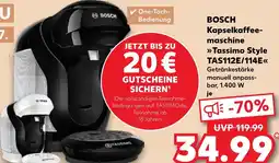 Kaufland DE BOSCH Kapselkaffeemaschine Tassimo Style TAS112E/114E aanbieding