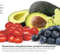 Jumbo Blauwe bessen, witte pitloze druiven, avocado of snacktomaatjes aanbieding