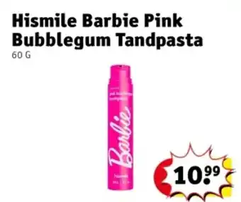 Kruidvat Hismile Barbie Pink Bubblegum Tandpasta aanbieding