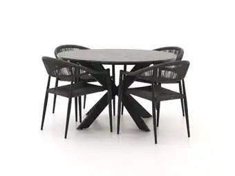 Kees Smit Manifesto Belpasso/Fidenza ø126cm dining tuinset 5-delig stapelbaar aanbieding