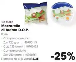 HANOS Tre Stelle Mozzarella di bufala D.O.P. aanbieding