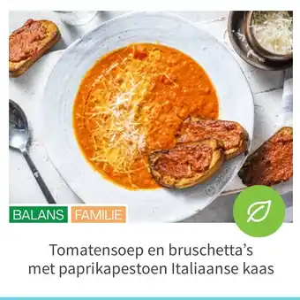 Hello Fresh Tomatensoep en bruschetta's met paprikapestoen Italiaanse kaas aanbieding