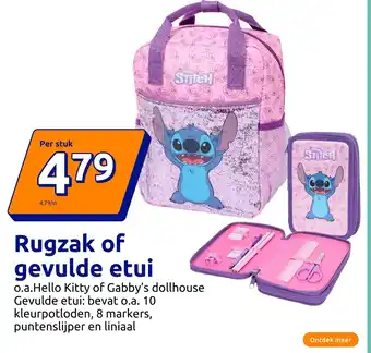 Action Rugzak of gevulde etui aanbieding