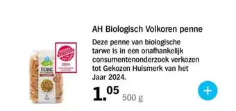 Albert Heijn AH Biologisch Volkoren penne aanbieding
