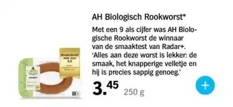 Albert Heijn AH Biologisch Rookworst aanbieding