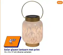 Action Solar glazen lantaarn met print aanbieding