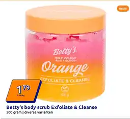 Action Betty's body scrub Exfoliate & Cleanse aanbieding
