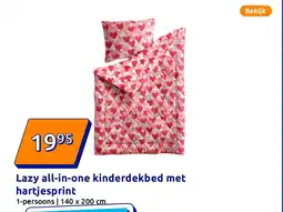 Action Lazy all-in-one kinderdekbed met hartjesprint aanbieding