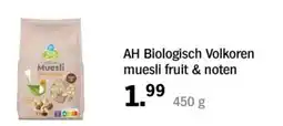 Albert Heijn AH Biologisch Volkoren muesli fruit & noten aanbieding
