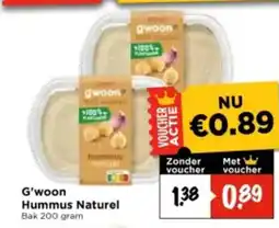 Vomar Voordeelmarkt G'woon Hummus Naturel aanbieding
