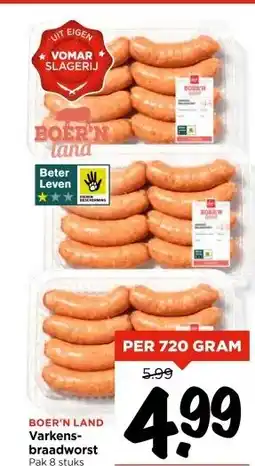 Vomar Voordeelmarkt BOER'N LAND Varkens- braadworst aanbieding