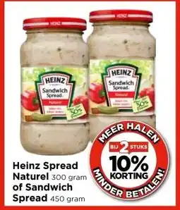 Vomar Voordeelmarkt Heinz Spread Naturel 300 gram of Sandwich Spread 450 gram aanbieding