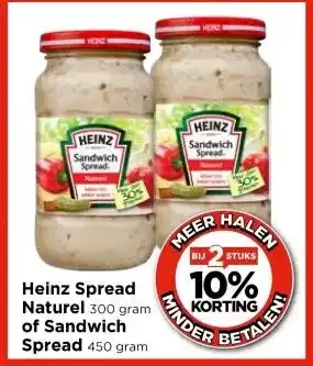 Vomar Voordeelmarkt Heinz Spread Naturel 300 gram of Sandwich Spread 450 gram aanbieding
