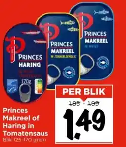 Vomar Voordeelmarkt Princes Makreel of Haring in Tomatensaus aanbieding