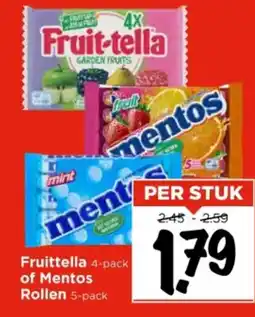 Vomar Voordeelmarkt Fruittella 4 pack of Mentos Rollen 5 pack aanbieding