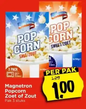 Vomar Voordeelmarkt Magnetron Popcorn Zoet of Zout aanbieding