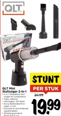 Vomar Voordeelmarkt QLT Mini Stofzuiger 2 in 1 aanbieding