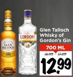 Vomar Voordeelmarkt Glen Talloch Whisky of Gordon's Gin aanbieding