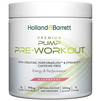 Holland & Barrett Holland & Barrett Premium Pump Pre-Workout Raspberry - 300 g aanbieding