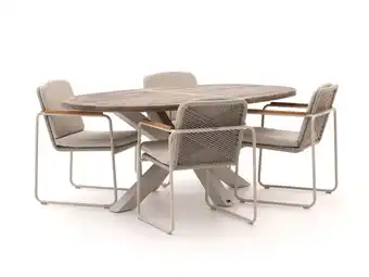 Kees Smit Bellagio Sordio/ROUGH-Y Ellips 200cm dining tuinset 5-delig stapelbaar aanbieding