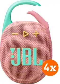 Coolblue JBL Clip 5 Roze 4-pack aanbieding