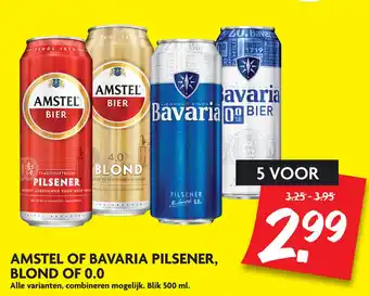 Dekamarkt Amstel Of Bavaria Pilsener, Blond Of O.0 aanbieding