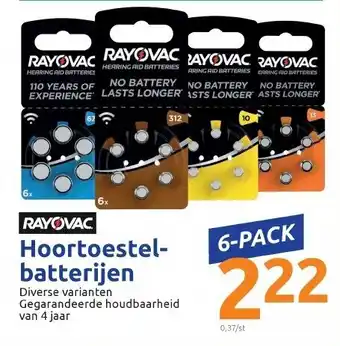 Action RAYOVAC Hoortoestelbatterijen 6-pack aanbieding