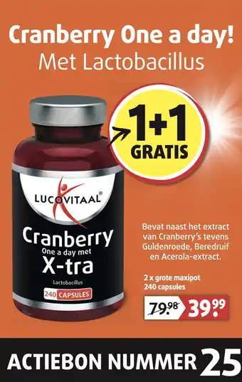 Lucovitaal One a day met Cranberry X-tra aanbieding