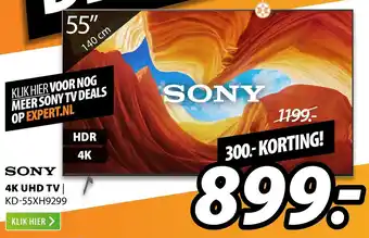 Expert SONY 4K UHD TV KD-55XH9299 aanbieding