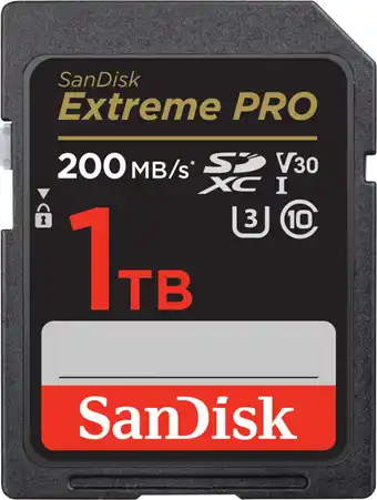 Bol.com SanDisk SDXC Extreme Pro 1TB 200/140 mb/s - V30 - Rescue P aanbieding