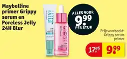 Kruidvat Maybelline primer Grippy serum en Poreless Jelly 24H Blur aanbieding