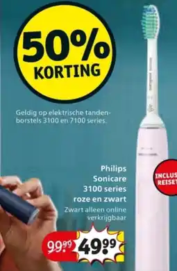 Kruidvat Philips Sonicare 3100 series roze en zwart aanbieding