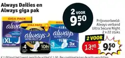 Kruidvat Always Dailies en Always giga pak aanbieding