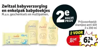 Kruidvat Zwitsal babyverzorging en enkelpak babydoekjes aanbieding