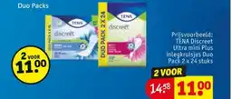 Kruidvat TENA Discreet Ultra mini Plus inlegkruisjes Duo Packs aanbieding