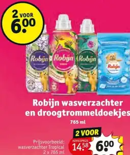 Kruidvat Robijn wasverzachter en droogtrommeldoekjes aanbieding