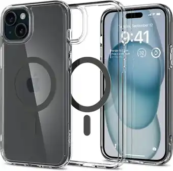 Amazon Spigen Ultra Hybrid MagFit Case Compatibel met iPhone 15 hoesje -Graphite aanbieding