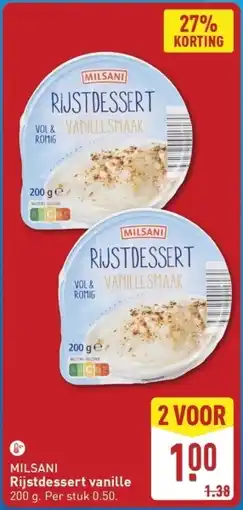 ALDI Milsani Rijstdessert vanille aanbieding