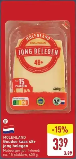 ALDI Molenland goudse kaas 48+ jong belegen aanbieding