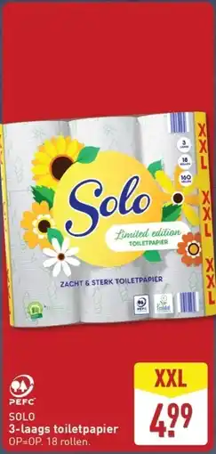 ALDI Solo 3-laags toiletpapier aanbieding