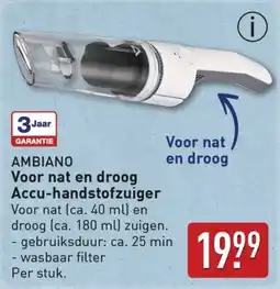 ALDI Ambiano Voor nat en droog Voor nat en droog Accuhandstofzuiger aanbieding