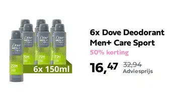 Plein.nl 6x Dove Deodorant Men+ Care Sport aanbieding