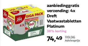 Plein.nl 4x Dreft Vaatwastabletten Platinum aanbieding
