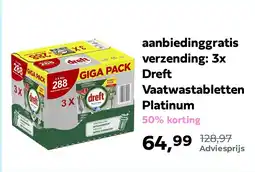 Plein.nl 3X Dreft Vaatwastabletten Platinum aanbieding