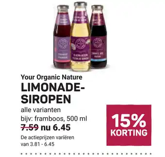 Ekoplaza Your Organic Nature Limonade siropen aanbieding
