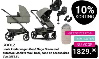 Van Asten BabySuperstore Joolz kinderwagen Geo3 Sage Green met autostoel Joolz x Maxi Cosi, base en accessoires aanbieding