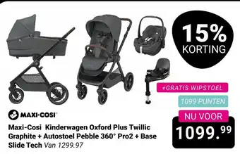 Van Asten BabySuperstore Maxi-Cosi Kinderwagen Oxford Plus Twillic Graphite + Autostoel Pebble 360° Pro2 + Base Slide Tech aanbieding