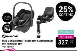 Van Asten BabySuperstore Maxi Cosi autostoel Pebble 360° Essential Black met FamilyFix 360° aanbieding