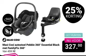 Van Asten BabySuperstore Maxi Cosi autostoel Pebble 360° Essential Black met FamilyFix 360° aanbieding